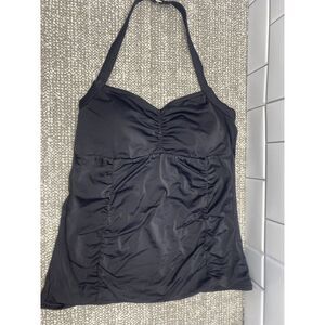 Land's End Bathing Suit Top Tankini Black Neck Strap Padded Women's Sz‎ 10 E
